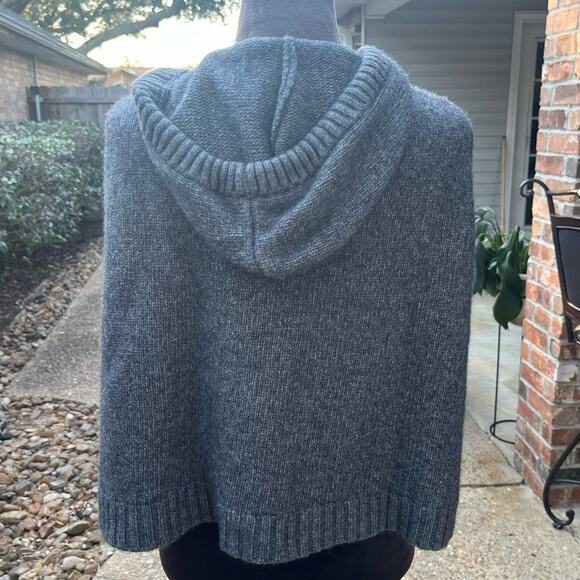 Lambswool Cotton Blend Hoodie Sweater Poncho Shrug M/L - Picture 3 of 5